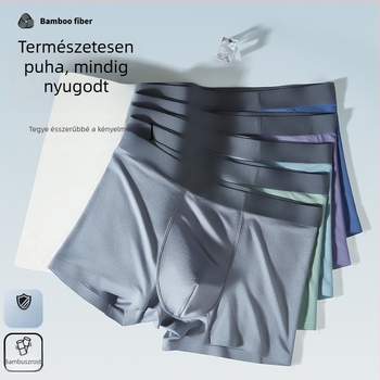 Férfi bambusz rostból készült boxer brief, kényelmes, lélegző, nedvszívó, antibakteriális, haránt részen mulberry selyem bélés