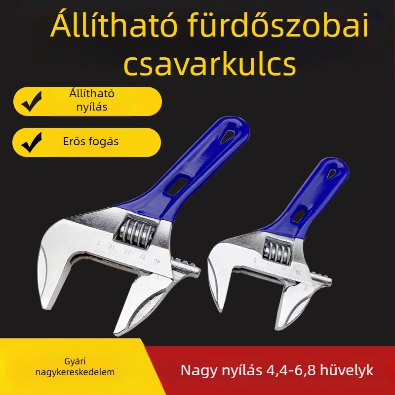 Könnyű, magas széntartalmú acélból készült állítható vízvezeték-szerszám, nagy nyílású, rövid műanyag fogantyúval