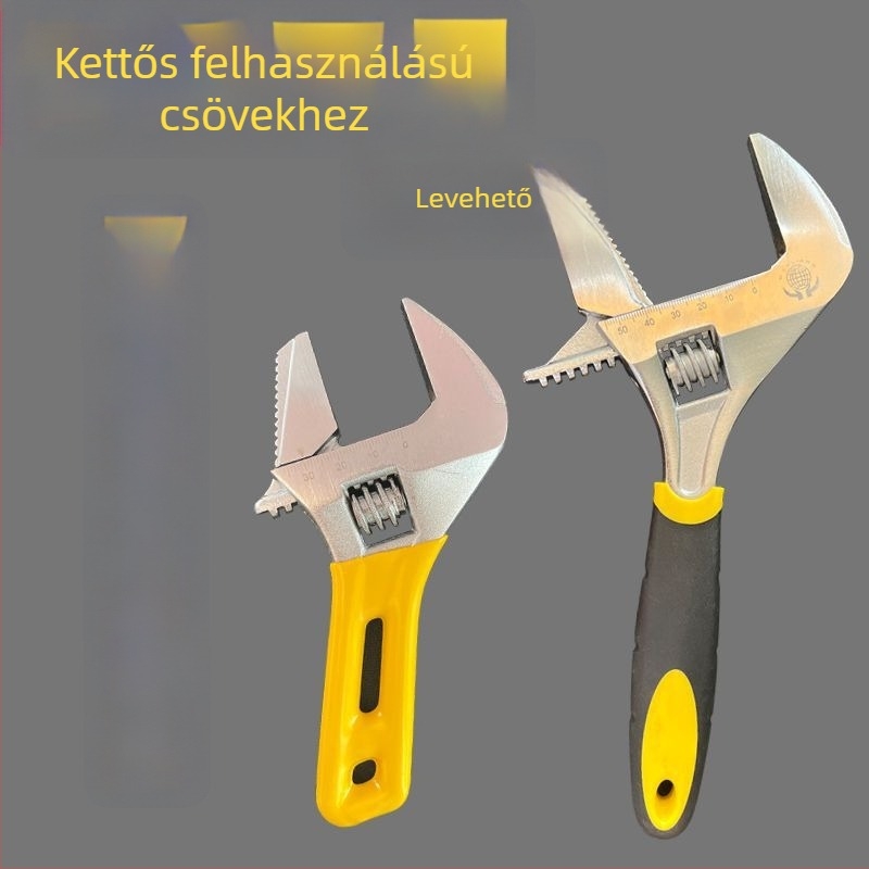 Könnyű, magas széntartalmú acélból készült állítható vízvezeték-szerszám, nagy nyílású, rövid műanyag fogantyúval