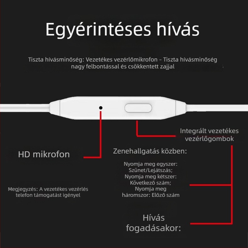 L29 zsinóros fülhallgató, mély basszussal zenehez, sporthoz, e-sportokhoz, játékokhoz és karaokehoz, mikrofonnal és vezérlőegységgel
