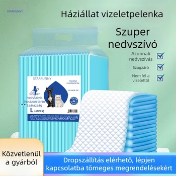 Kék színű vastagított kisállat-ürülés alátét, dezodoráló és rendkívül nedvszívó, macskáknak és kutyáknak, méretek S/M/L