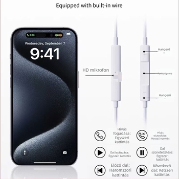 Lightning to Type-C 2-in-1 vezetékes fülhallgató adapter iPhone 15-höz — digitális hang, hívások és játékok