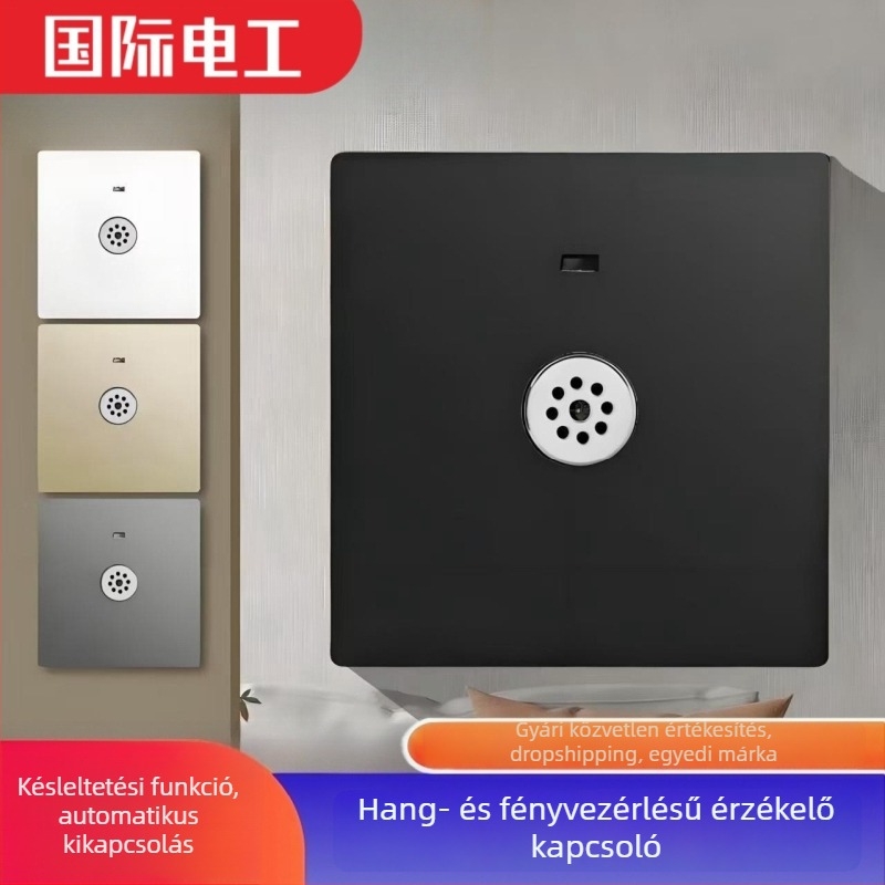 86 típusú rejtett hangvezérlésű szenzorkapcsoló a folyosóra, késleltetett bekapcsolás, LED- és izzólámpákkal kompatibilis, 220V