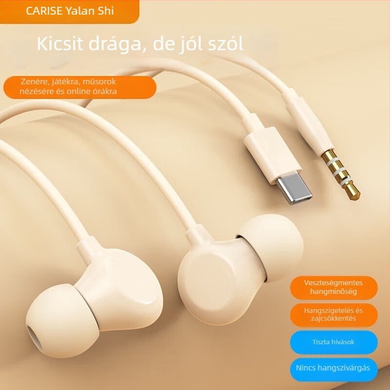 Q5 vezetékes fülhallgató mikrofonnal, kompatibilis OPPO Type-C kör alakú csatlakozóval, minimalist dizájn