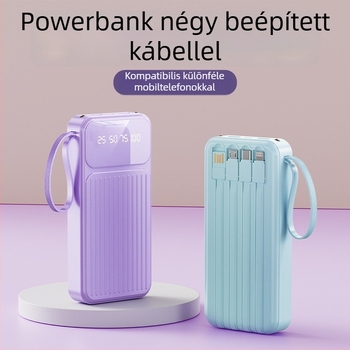 3C-hitelesített beépített kábeles külső akkumulátor, 20000 mAh, gyors töltés, hordozható energiaforrás