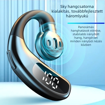 Új vezeték nélküli Bluetooth fülhallgató F80, fülre akasztós, légáram-vezetés technológiával, monaurális, digitális kijelző