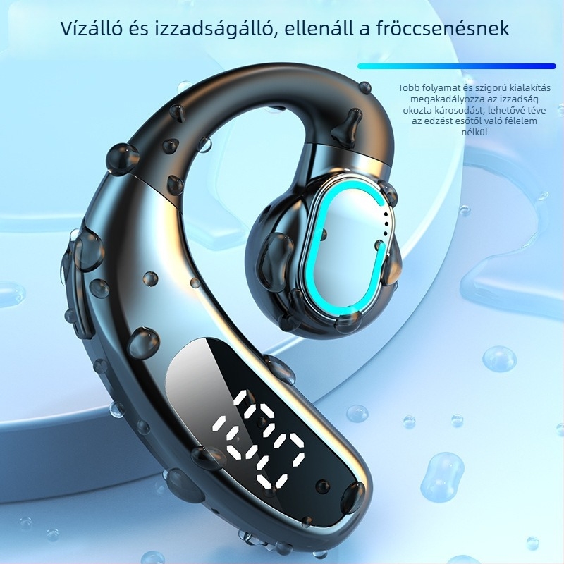 Új vezeték nélküli Bluetooth fülhallgató F80, fülre akasztós, légáram-vezetés technológiával, monaurális, digitális kijelző