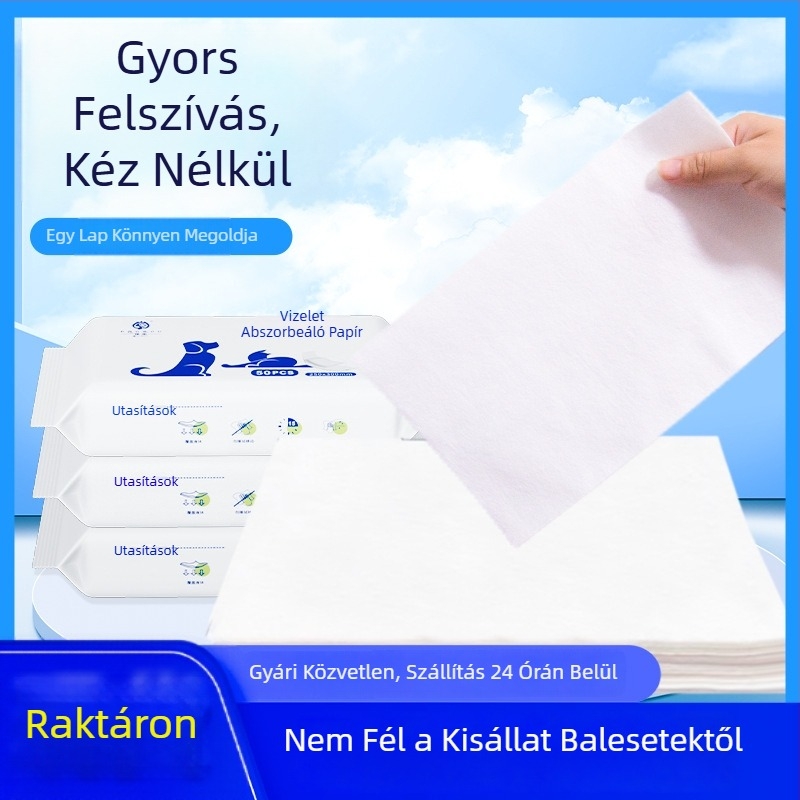 Kisállat vizeletabszorbens lapok, nem szövött anyagból, gyors száradás, 50 darab