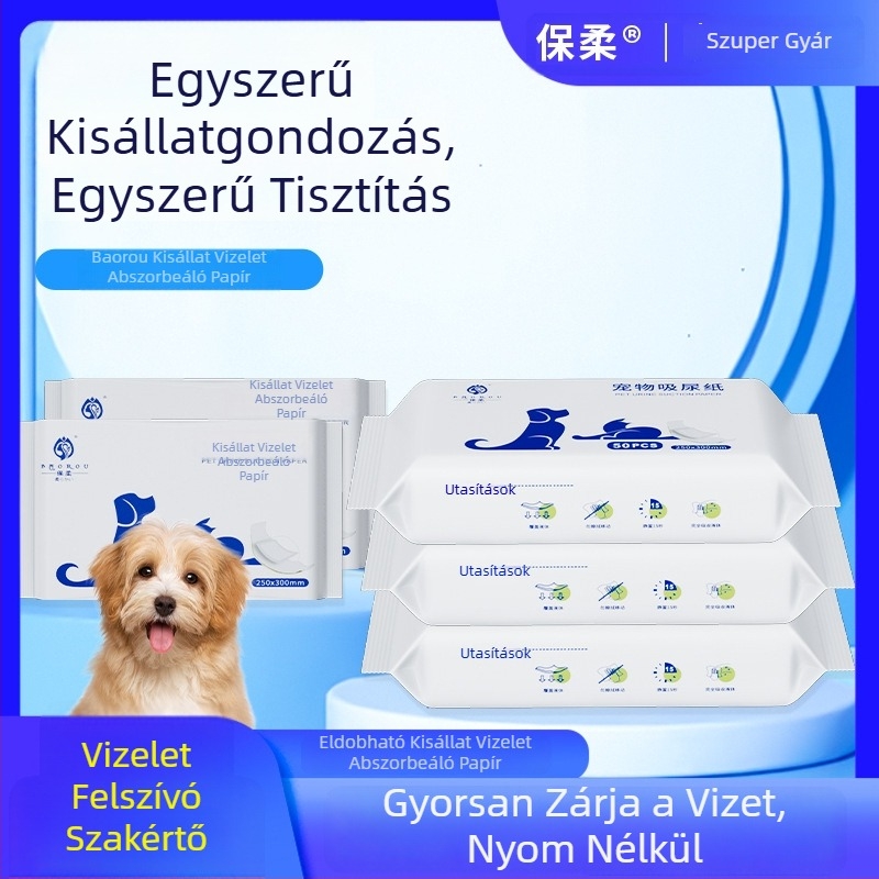 Kisállat vizeletabszorbens lapok, nem szövött anyagból, gyors száradás, 50 darab