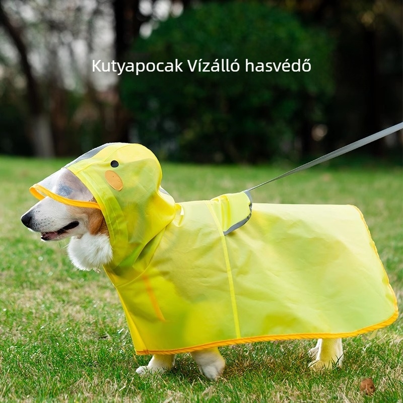 Kacsa-stílusú esőkabát kutyáknak, corgi és dachshund számára, kis és közepes testűeknek, vízálló poncsó