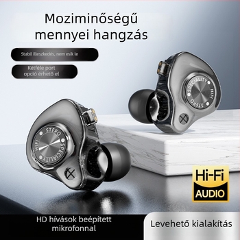 In-ear fülhallgató erőteljes basszussal, kivehető 3,5 mm-es kábel, játék/esport használatra, Type-C