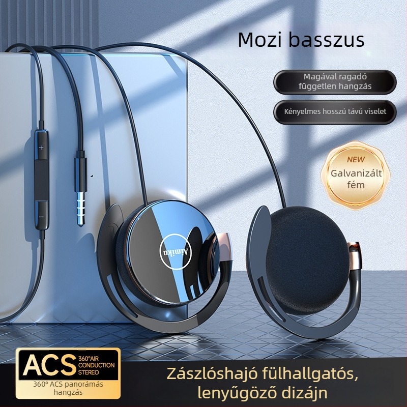 L1 Fülhallgató fülcsipsszel, vezetékes – sporthoz, kényelmes hosszú viseléshez, kompatibil tabletekkel és laptopokkal