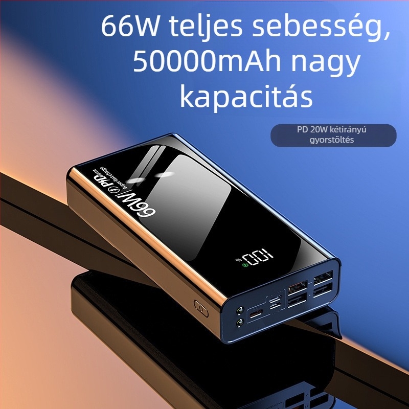 66W gyors töltésű külső akkumulátor 50000mAh, több USB porttal, kültéri használatra, testreszabható