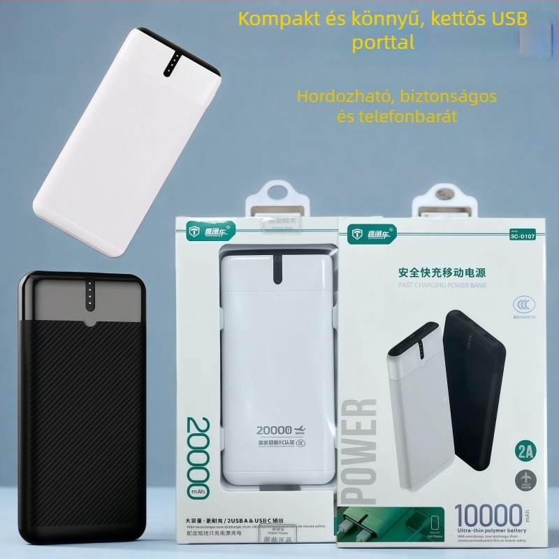 20 000 mAh külső akkumulátor nemzeti 3C szabvány szerinti tanúsítvánnyal, ultra vékony és hordozható