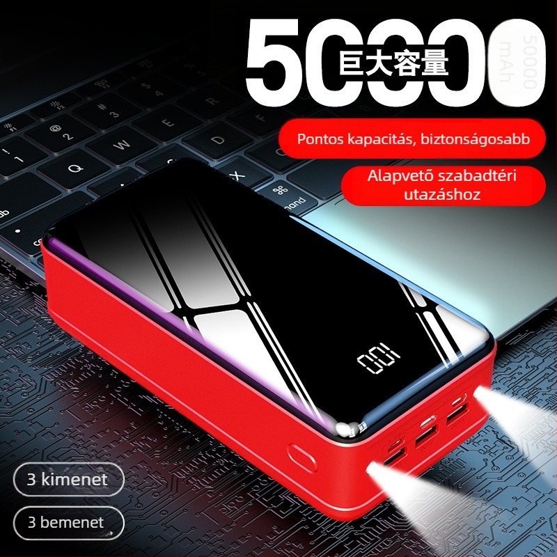 Kültéri külső akkumulátor 50000mAh, ultra-nagy kapacitás, több USB-porttal, testreszabható