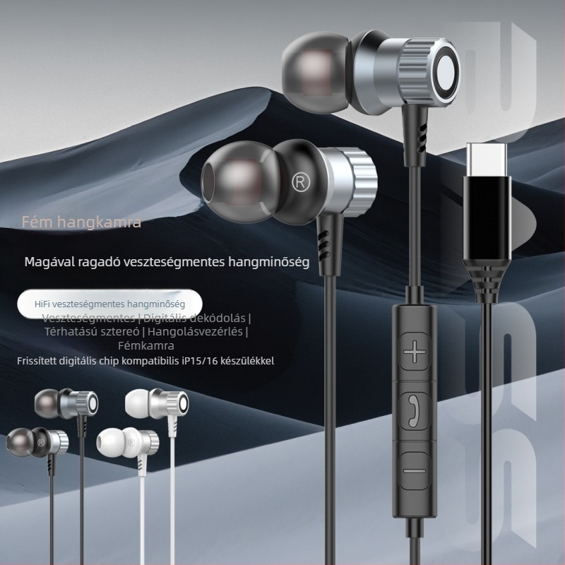 Jintainuo Fém In-Ear fülhallgató G36, vezetékes, mikrofonos, Hi-Fi veszteségmentes hang