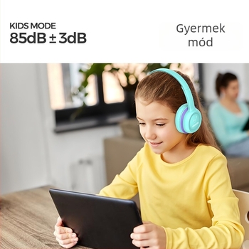 Vezetékes gyerekeknek fejhallgató játékhoz és tanuláshoz, rajzfilmszerű stílus, 3,5 mm, 85 dB, 1,2 m hosszú kábel, PC/Laptop kompatibilis