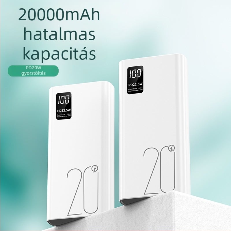 20000mAh külső akkumulátor, 22.5W kétirányú gyorstöltés, digitális kijelző és KC testreszabás