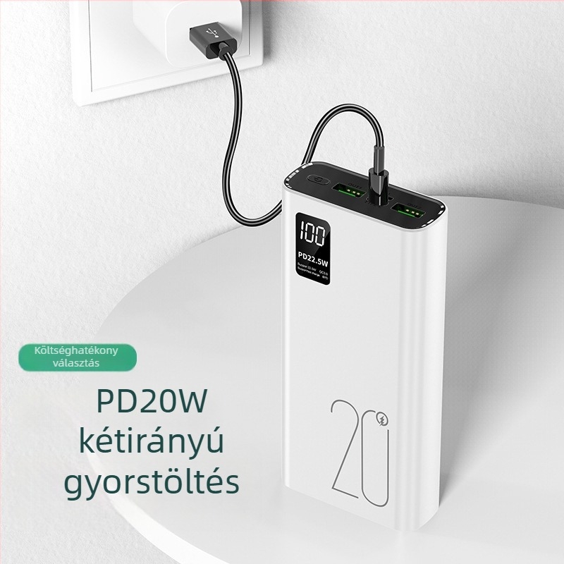 20000mAh külső akkumulátor, 22.5W kétirányú gyorstöltés, digitális kijelző és KC testreszabás