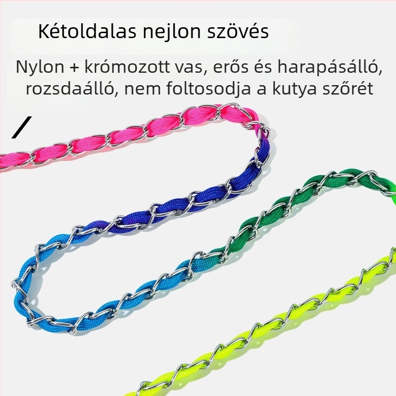 Szivárványos kutyapóráz puha markolattal, harapásálló, kültéri sétákhoz
