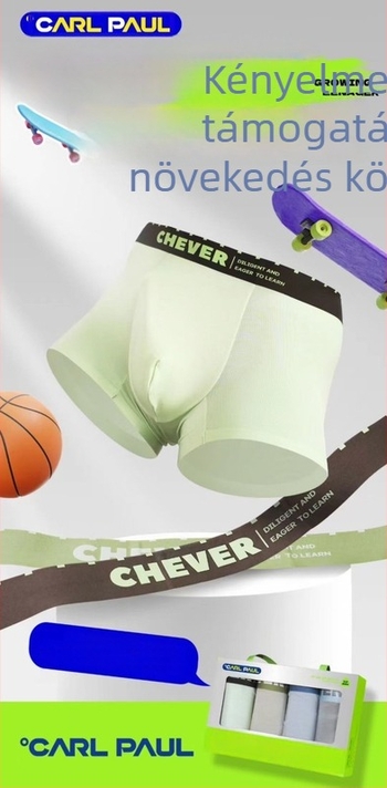 Zöld sorozat Cp21548, 4 darab pamut boxer briefs férfiaknak, lélegző, középmagos derekú