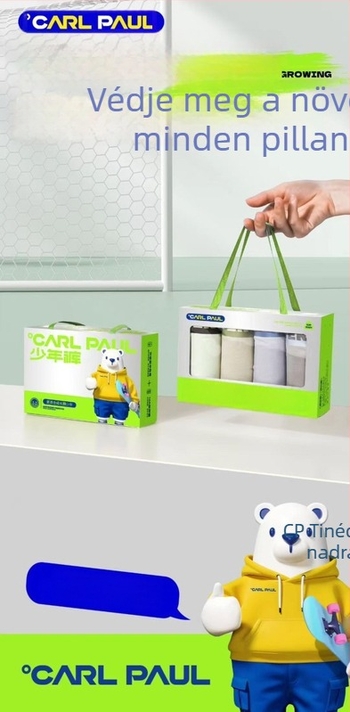 Zöld sorozat Cp21548, 4 darab pamut boxer briefs férfiaknak, lélegző, középmagos derekú