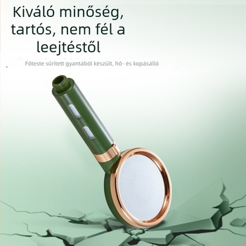 Kézi nyomásos zuhanyfej, kör alakú fej, sötétzöld, ABS
