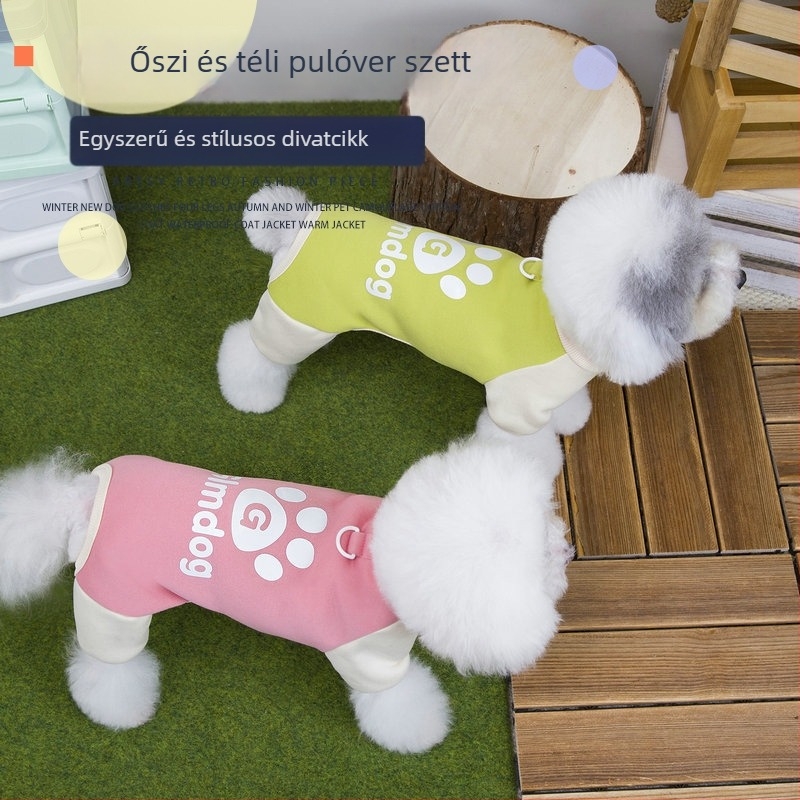 Őszi–téli kutya pulóver, környakú, felhúzható, kényelmes négylábú házi ruha