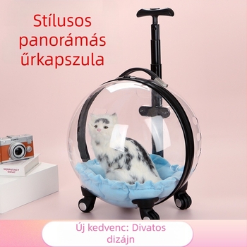 Pet Angel Macska szállító táska és hordozható kocsi — Átlátszó űrkapszula macskáknak és kis testű kutyáknak