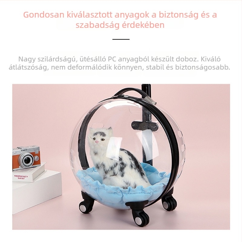 Pet Angel Macska szállító táska és hordozható kocsi — Átlátszó űrkapszula macskáknak és kis testű kutyáknak