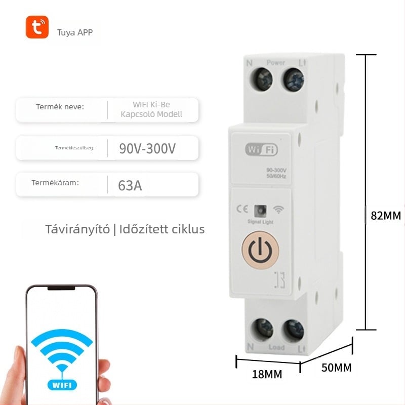 Zigbee okos kismegszakító Wi‑Fi kapcsolóval, távoli vezérléssel és időzített energiafigyeléssel
