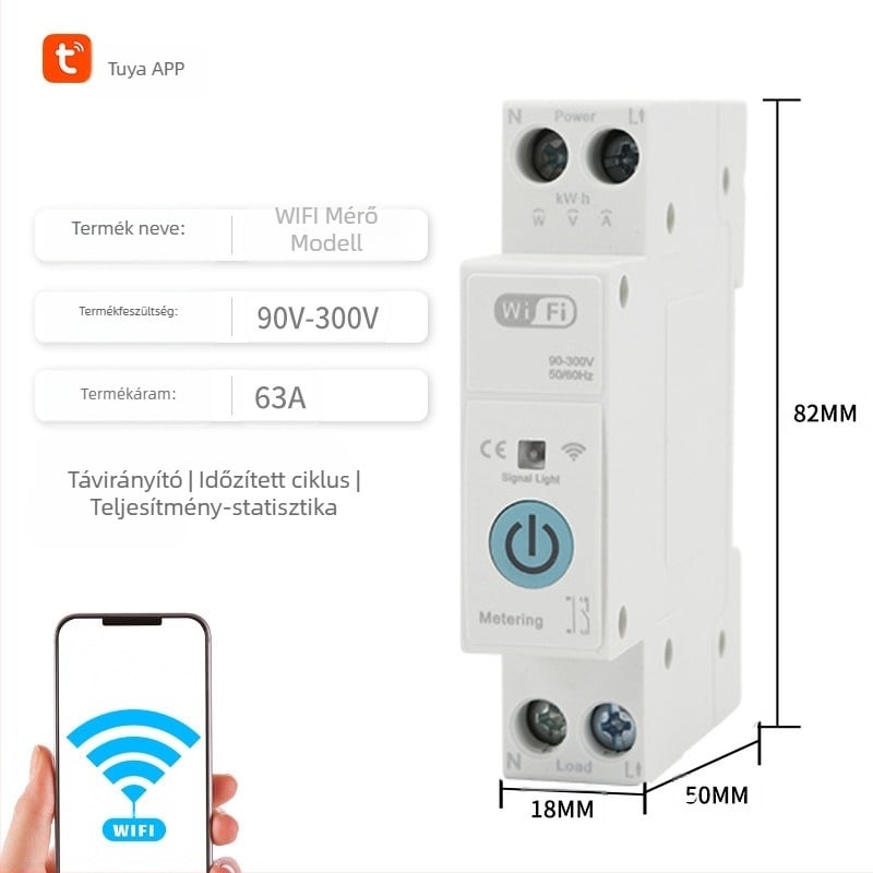 Zigbee okos kismegszakító Wi‑Fi kapcsolóval, távoli vezérléssel és időzített energiafigyeléssel