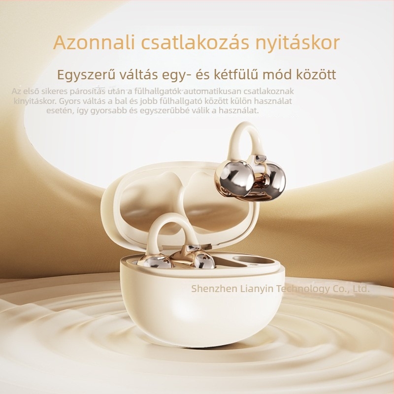 S6 fül-clipos Bluetooth headset, vezeték nélküli, IPX4 vízálló, 4–8 órás üzemidő, Bluetooth 5.4, sztereó, minimalist design