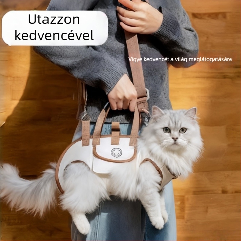 Macskáknak és kistestű, közepes méretű kutyáknak készült hordozható vászon kisállat-táska, többfunkciós táska