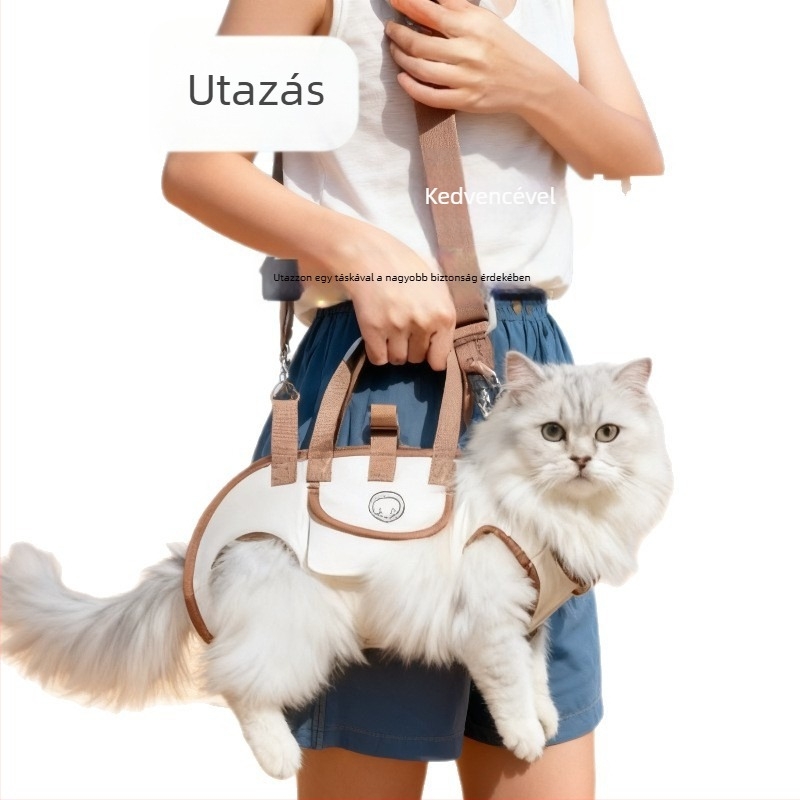 Macskáknak és kistestű, közepes méretű kutyáknak készült hordozható vászon kisállat-táska, többfunkciós táska