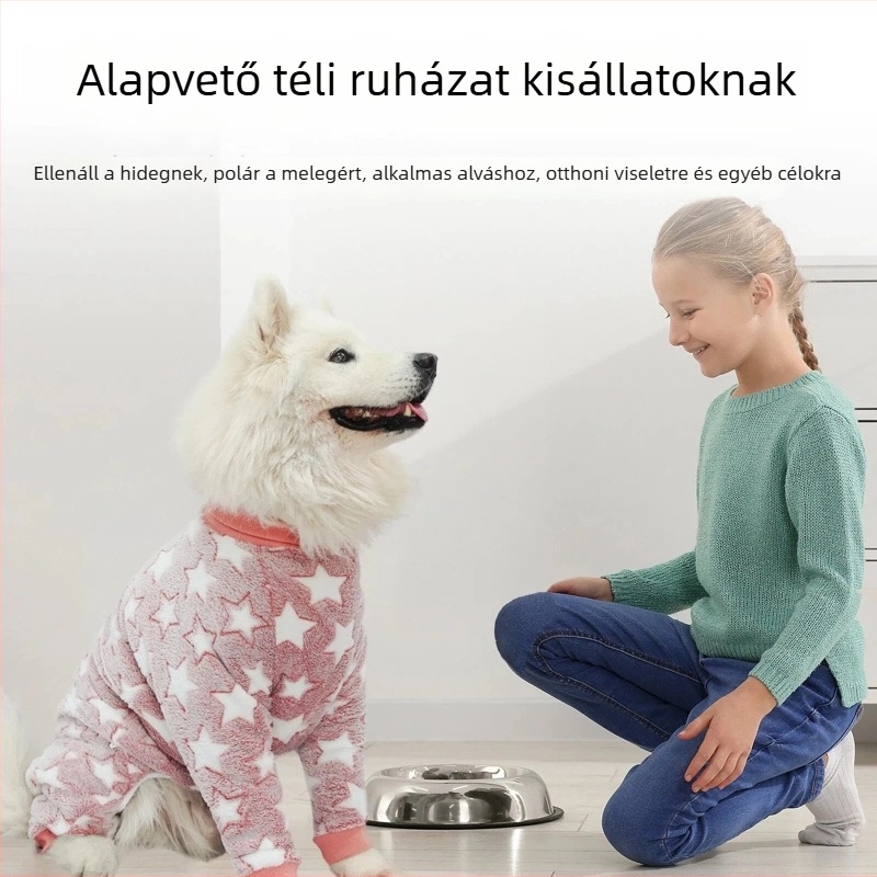 Kutyák számára készített flanel pizsama kétoldalas csillagmintával – puha és kényelmes