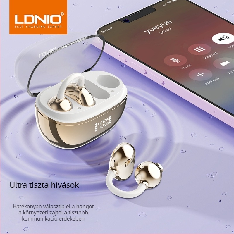 LDNIO vezeték nélküli Bluetooth fülhallgató, csontvezetéses, nyílt fül dizájn, sportos, IPX4 vízálló, hosszú üzemidő