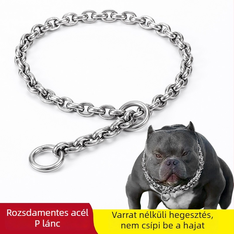 Rozsdamentes acélból készült P-lánc körkörös nyakörv nagy kutyáknak