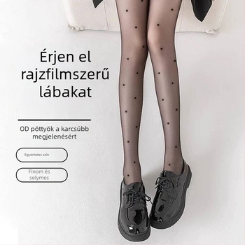 Amerikai stílusú pöttyös harisnyák, átlátszó fekete és fehér, Lolita édes JK stílus