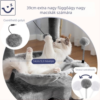 Shengze Nagy sziszál macskafa fészekkel – mindent egyben, négy évszakos mászófa macskáknak