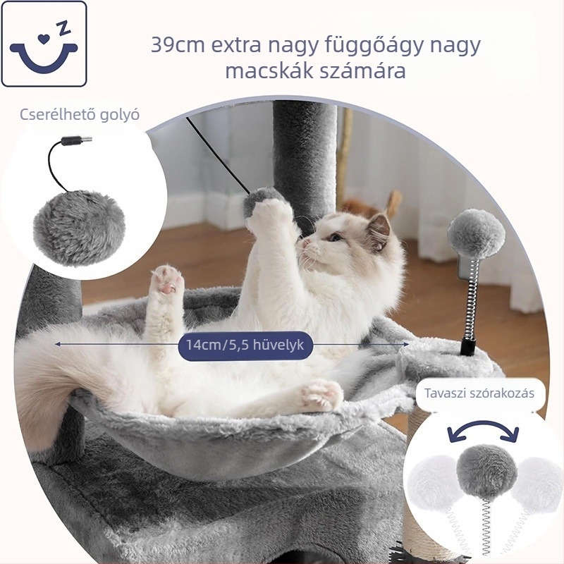 Shengze Nagy sziszál macskafa fészekkel – mindent egyben, négy évszakos mászófa macskáknak