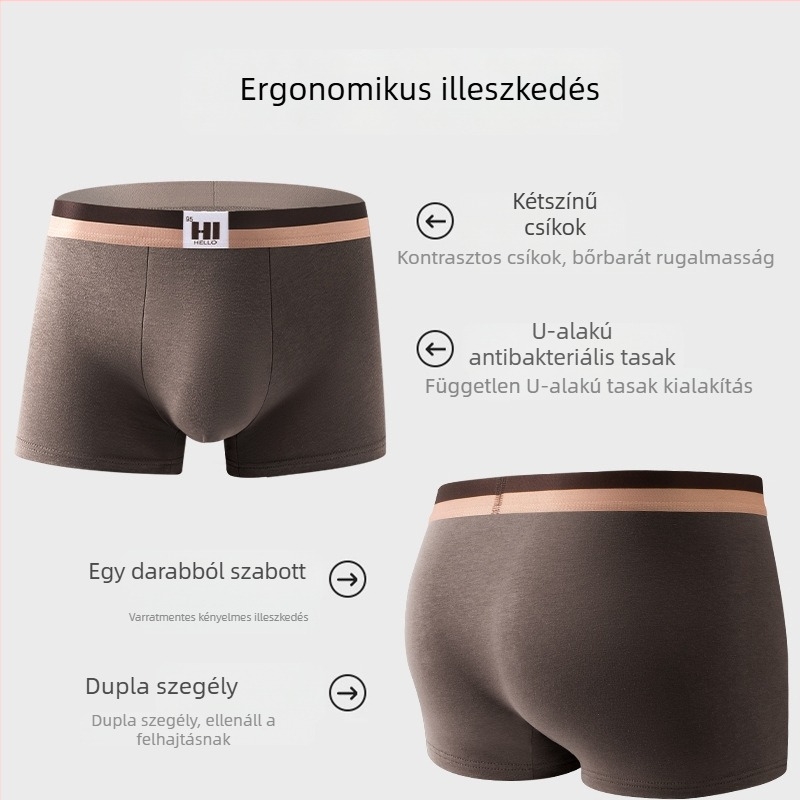 Férfi 100% pamut alsónemű, nagy méret, mintás, antibakteriális, légáteresztő, lazán szabott