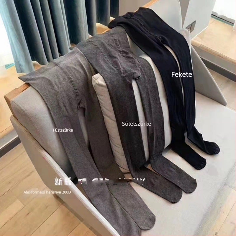 Női 1200D fleece-bevonatú harisnya, egyszínű, karcsúsított fazon, fenékemelő hatás, teljes hosszú, meleg alapréteg