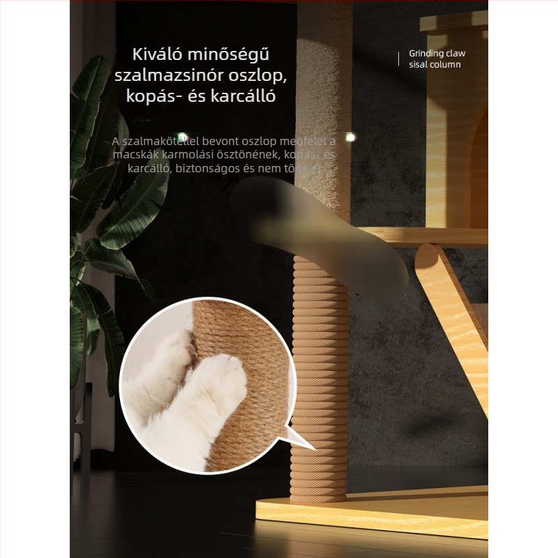 Macskák számára készült mászókeret fészekkel és macskafával, űrkapszula-stílusú dizájn, ég oszlop, sisal játék