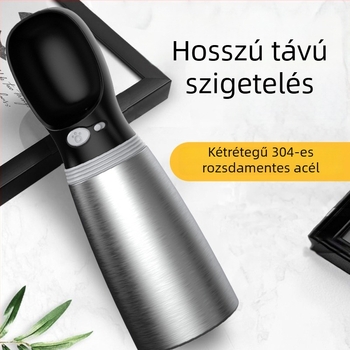 Kutyák számára utazó vízpalack, kétszintes, 304 rozsdamentes acélból