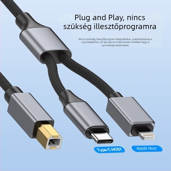 Integrált kábel: Type-C a MIDI OTG-hez és Lightning a USB-B férfi csatlakozóhoz digitális hangszerhez