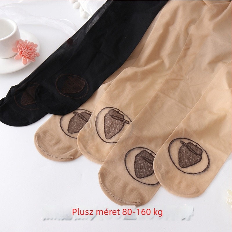 Női nyári ultra vékony plusz méretű harisnyanadrág, Strawberry Velvet, nylon 15D, egyszínű, anti-snag