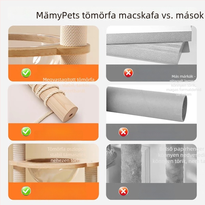 Új plüss macskafa, krém színű, otthoni használatra, közepes méret, helytakarékos, karmoló oszlop