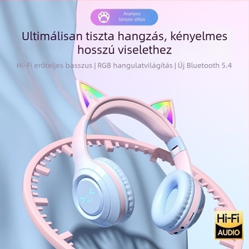2026 új modell Bluetooth fülhallgató macskafülekkel, világító fejpánttal, hosszú akkumulátor-üzemidővel, sztereó hangzással, sporthoz és játékhoz