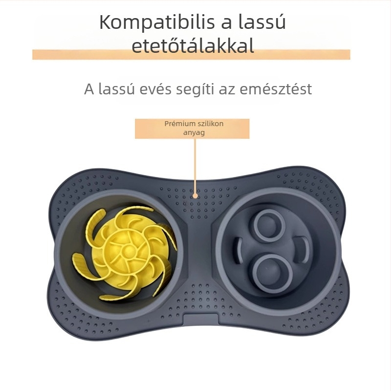 Juharlevél mintás szilikon kutyatál lassú etetéshez